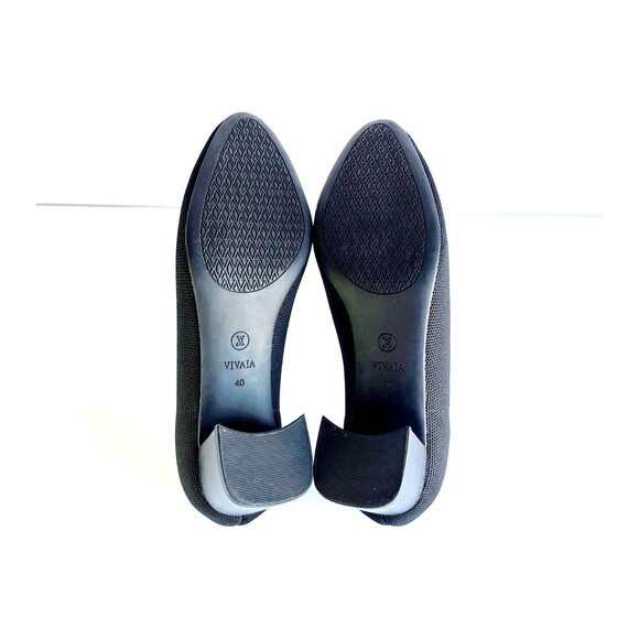 VIVAIA Black Tamia Almond Toe Block Heel Pumps Sz 40 9 Knit Casual - Picture 12 of 14